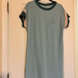 Striped Green and Cream T-Shirt Dress
